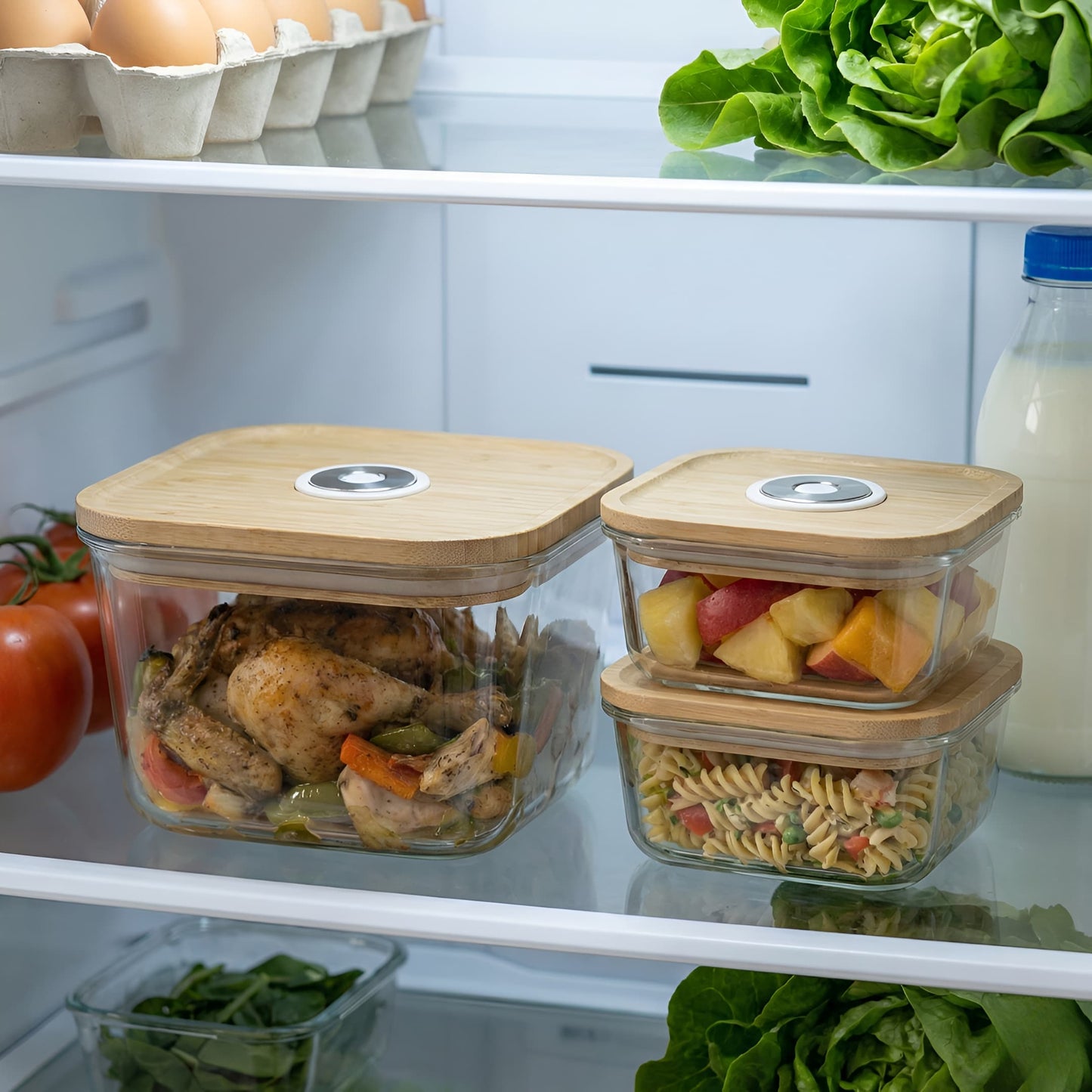 Stackable Glass Storage Containers - Set of 3