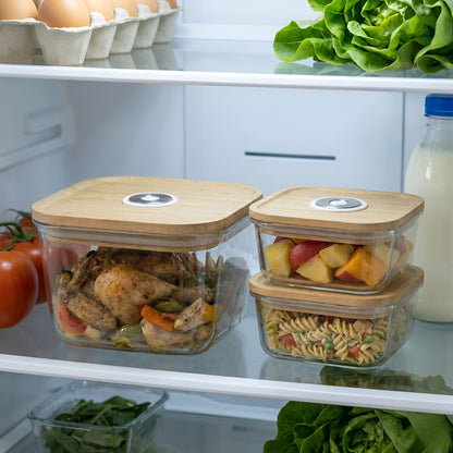 Stackable Glass Storage Containers - Set of 3