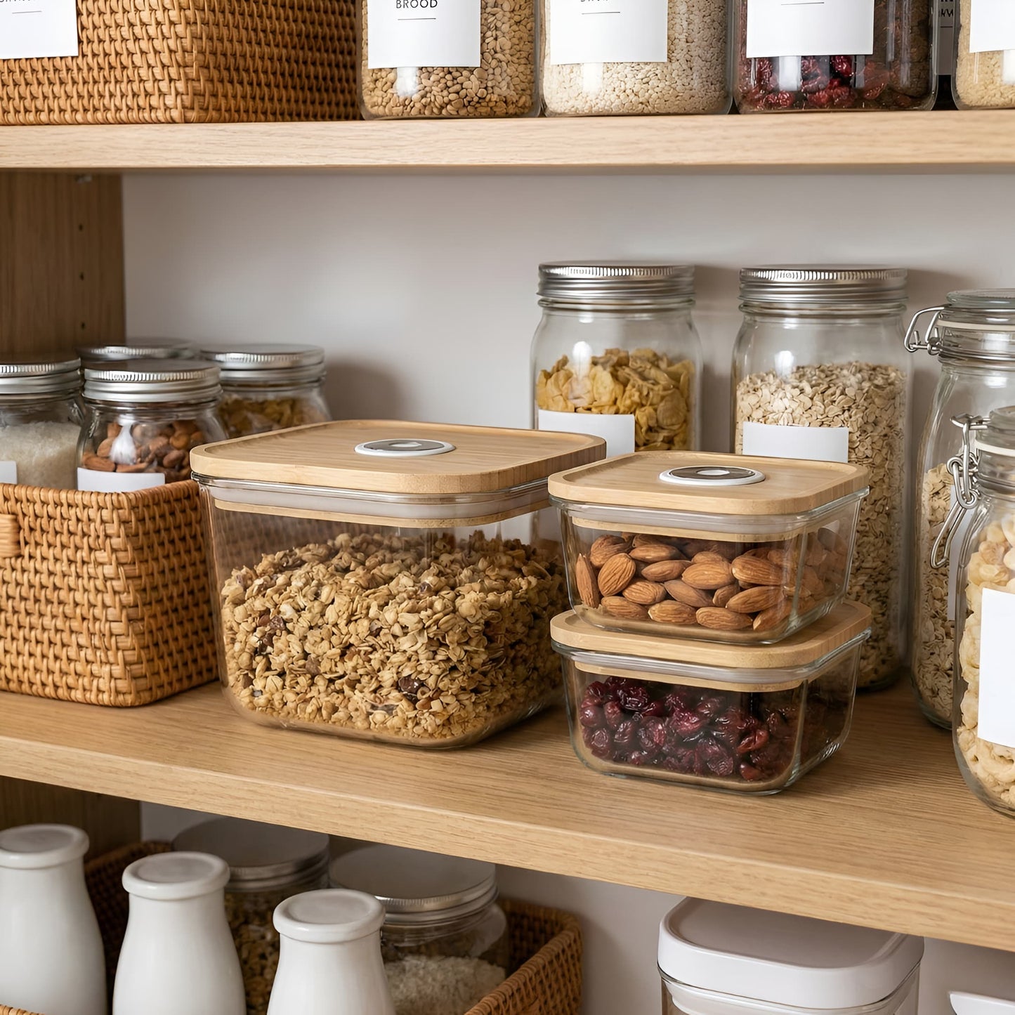 Stackable Glass Storage Containers - Set of 3