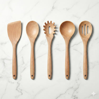 5-Piece Wooden Cooking Utensil Set