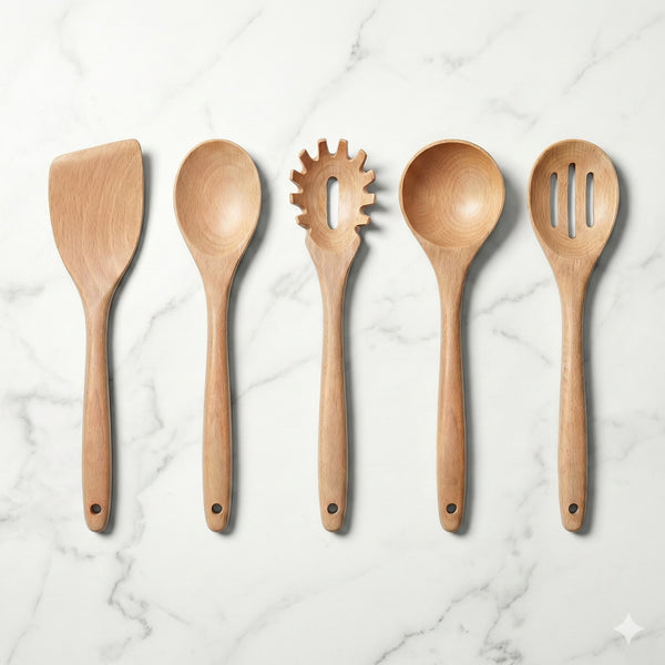 5-Piece Wooden Cooking Utensil Set