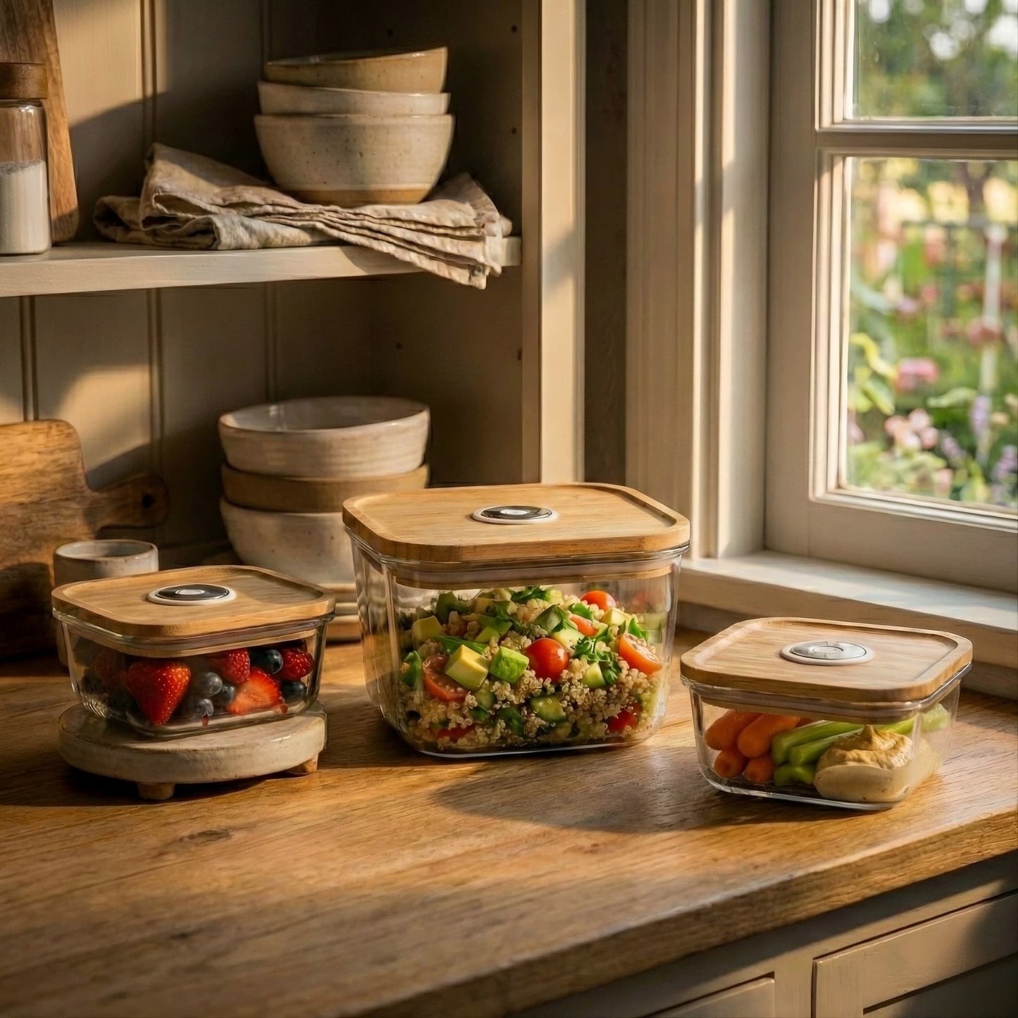 Stackable Glass Storage Containers - Set of 3