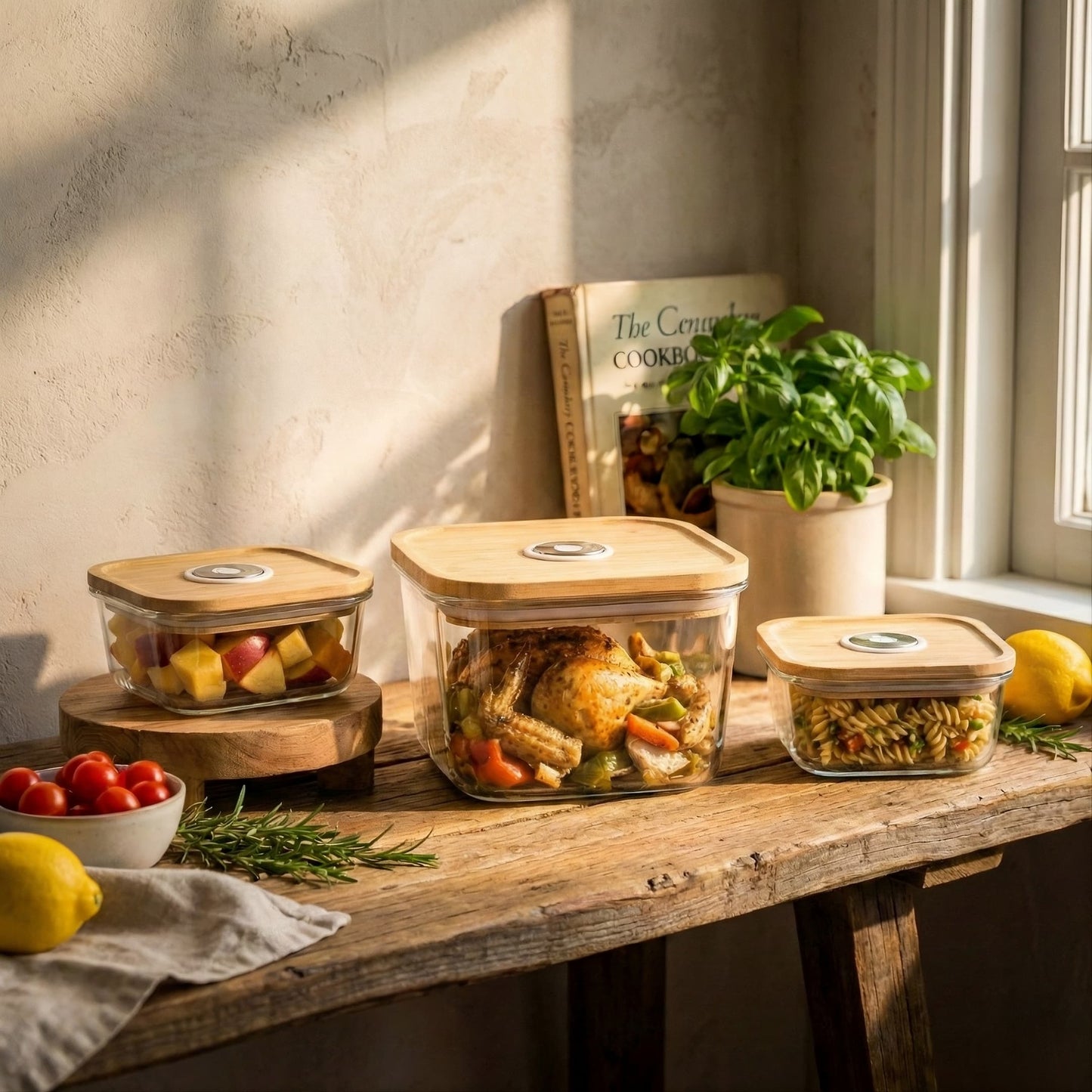 Stackable Glass Storage Containers - Set of 3